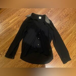 Sis Sis Black Button Down Long Sleeve Size Large